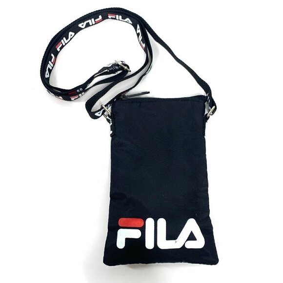 Fila Nylon Crossbody Zippered Pouch Black, White, Red 4.5"W x 7.5"H - Picture 1 of 8